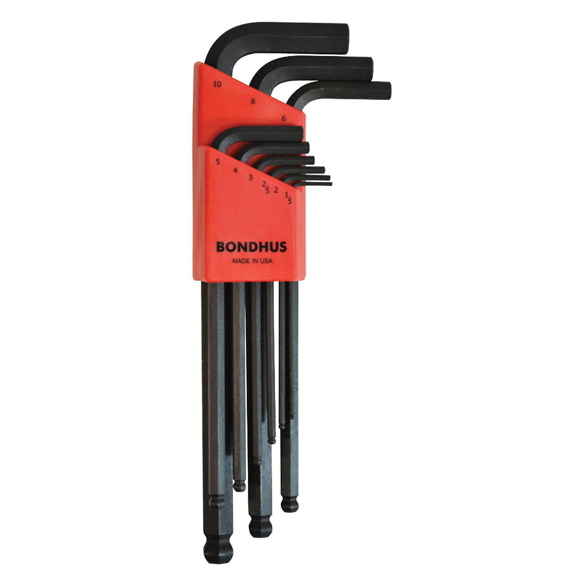 Bondhus Ball End L-wrench Set of 9, 1.5-10mm, Model 10999
